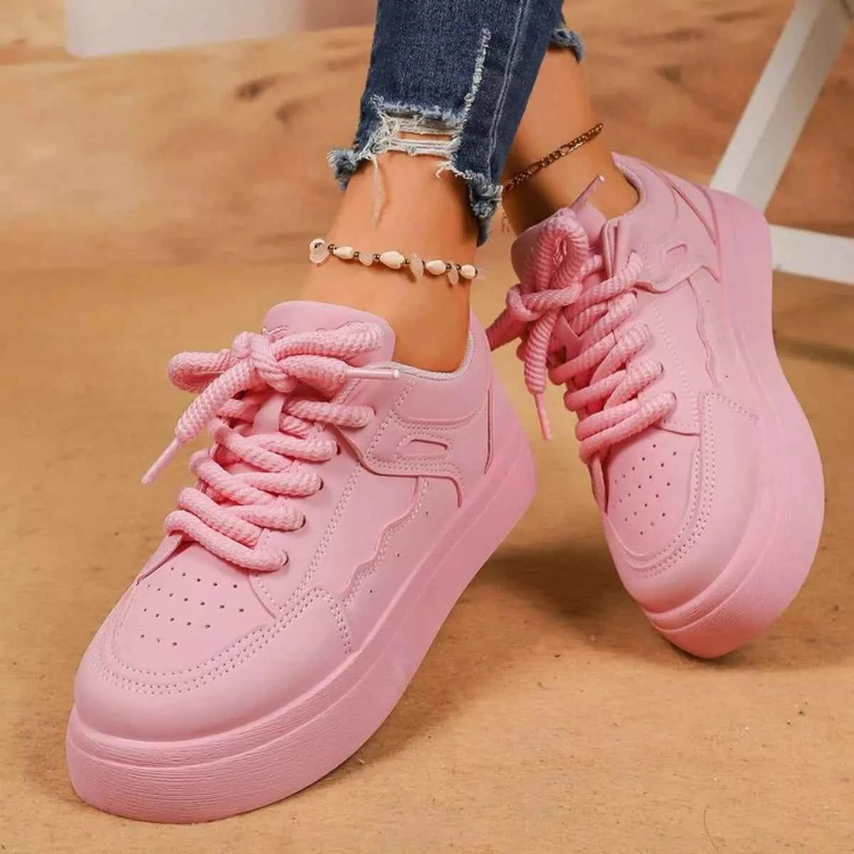 Round Toe Platform Sneakers