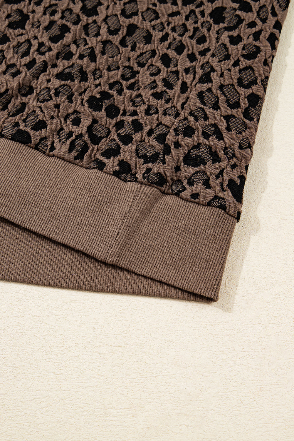 Annie Ribbed Trim Leopard Top