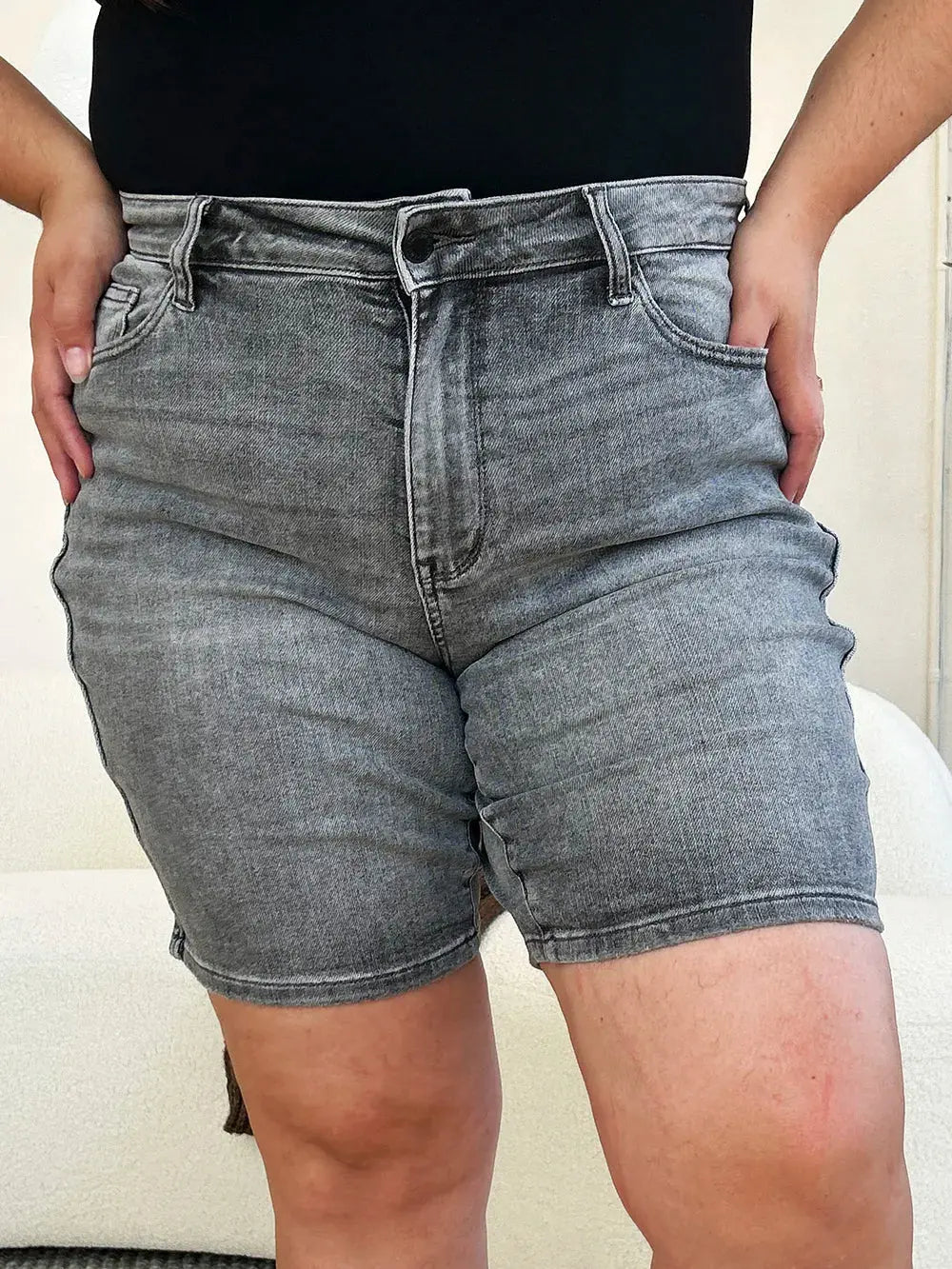 Full Size High Waist Washed Denim Shorts by Judy Blue Jeans