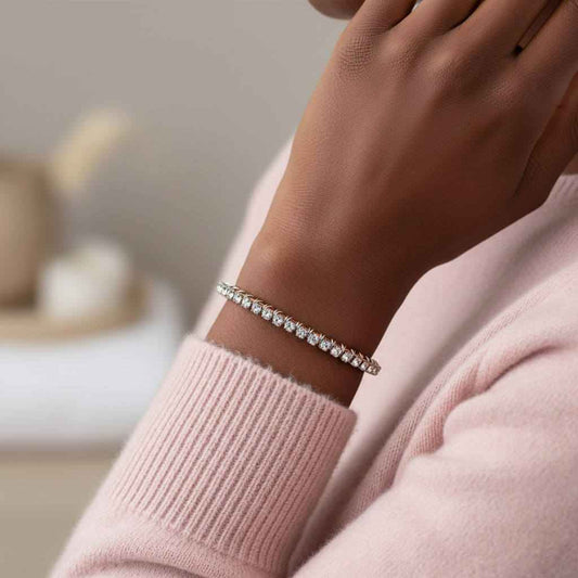 Catch-Free Crystal Rhinestone Tennis Bracelet Bangle
