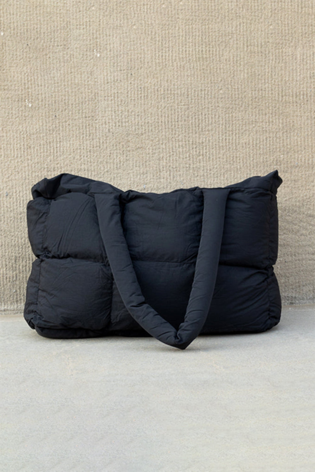 Cinnamon Solid Quilted Puffy Large Tote Bag With Zipper