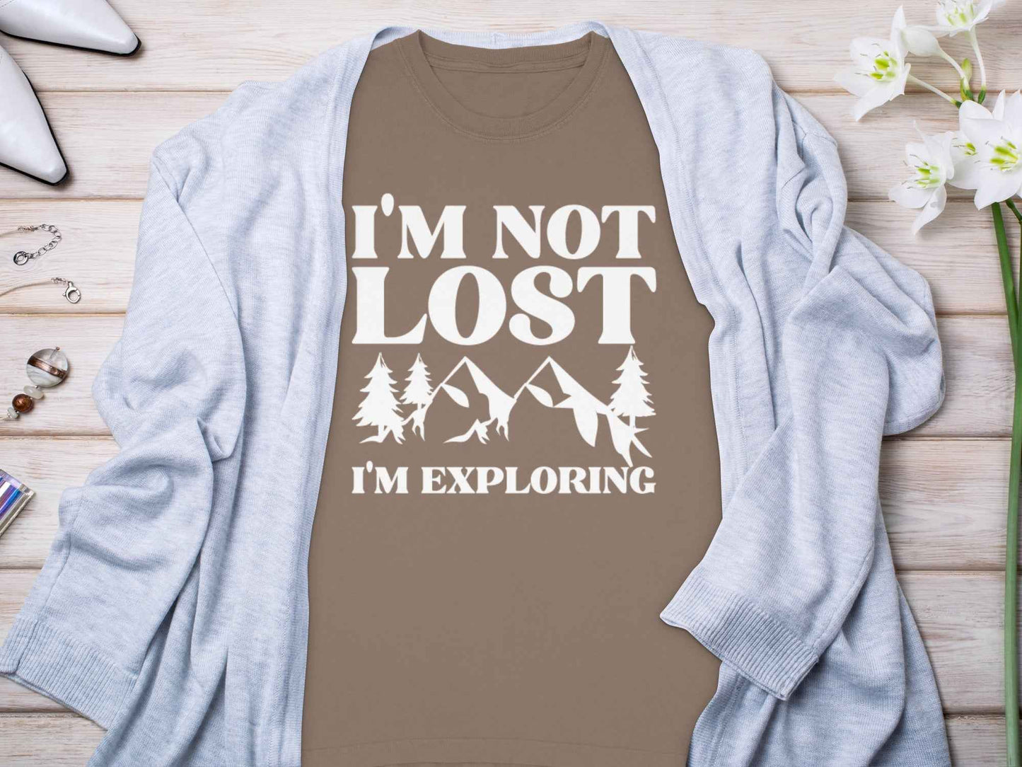 I'm Not Lost I'm Exploring Mountain Print Long Sleeve T-Shirt