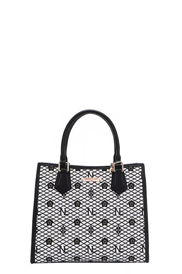 Nicole Lee USA Structured Tote Bag Monogram Print Pattern