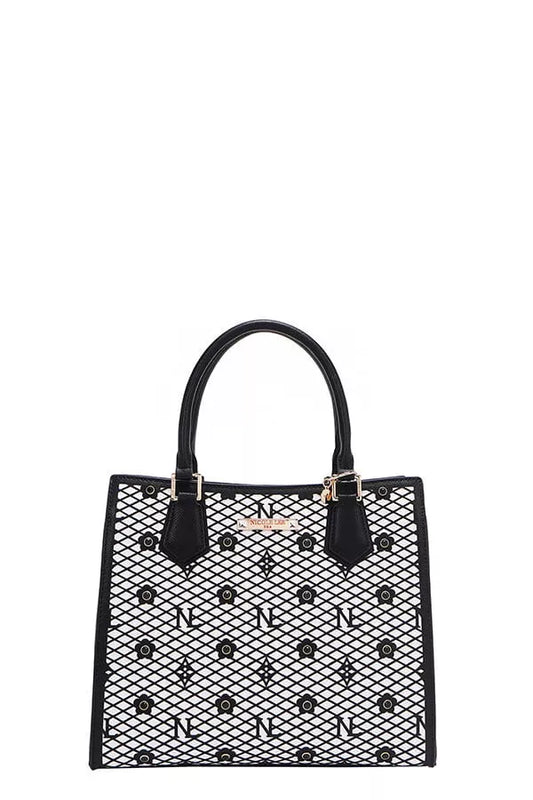 Nicole Lee USA Structured Tote Bag Monogram Print Pattern