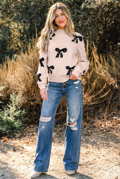 Eleanor Bow Pattern Loose Sweater