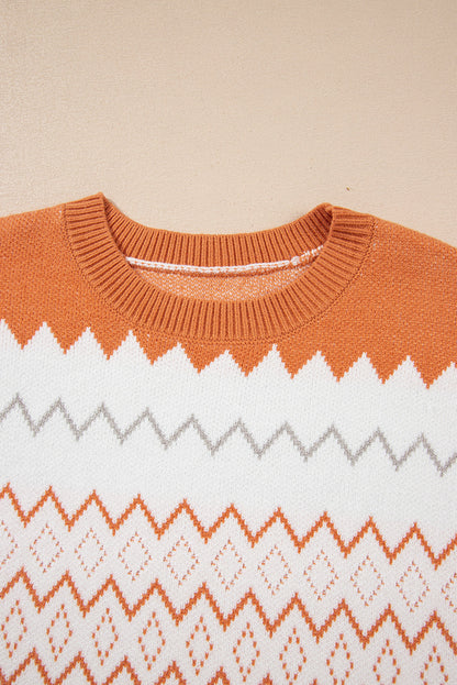 Zigzag Knitted Pullover Sweater