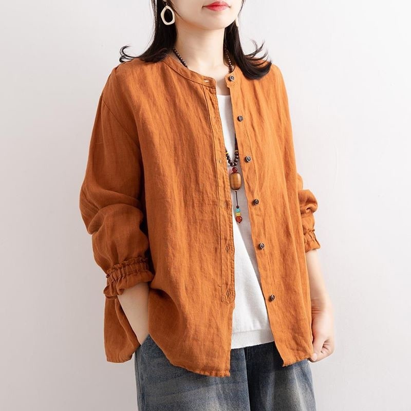 Sure! Here is an optimized title for your clothing product:

"Relaxed Fit Linen and Cotton Shirt Jacket