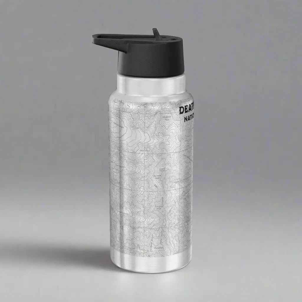 Death Valley Badwater Basin National Park Topographic Insulated Water Bottle Tumbler