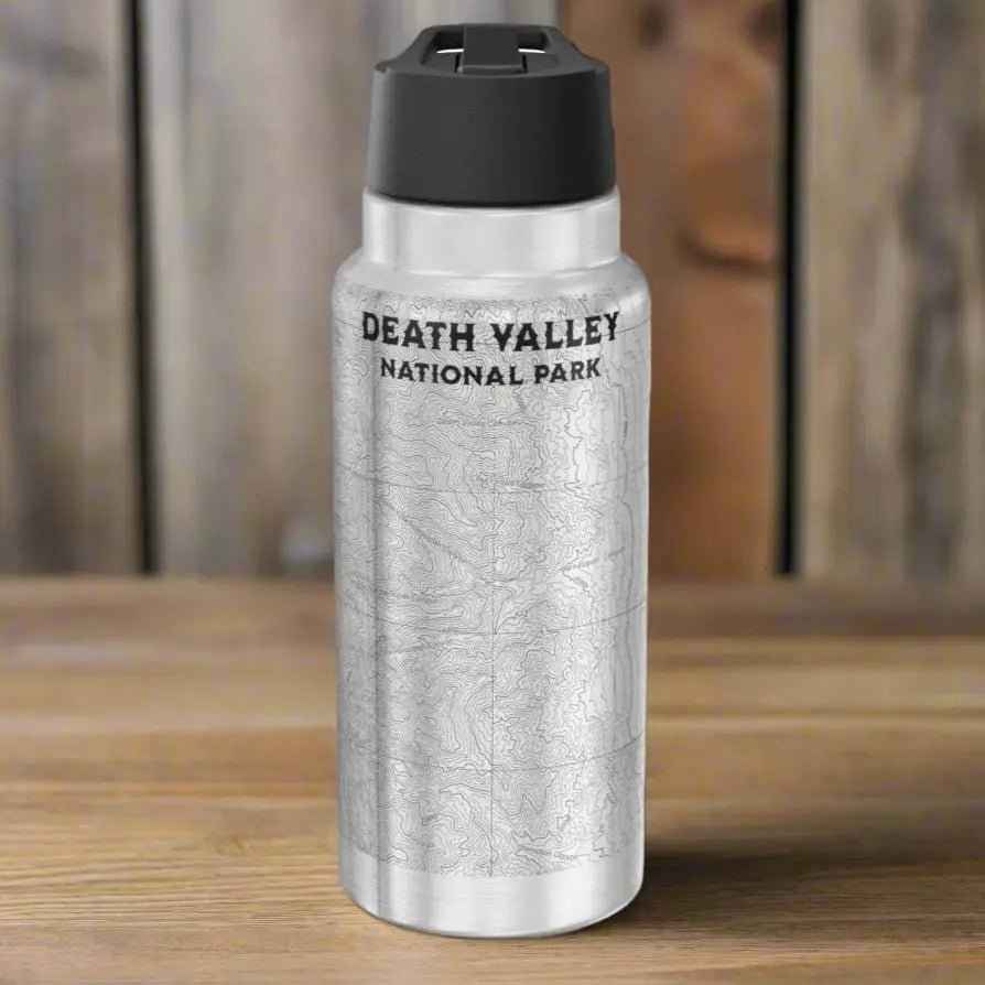 Death Valley Badwater Basin National Park Topographic Insulated Water Bottle Tumbler