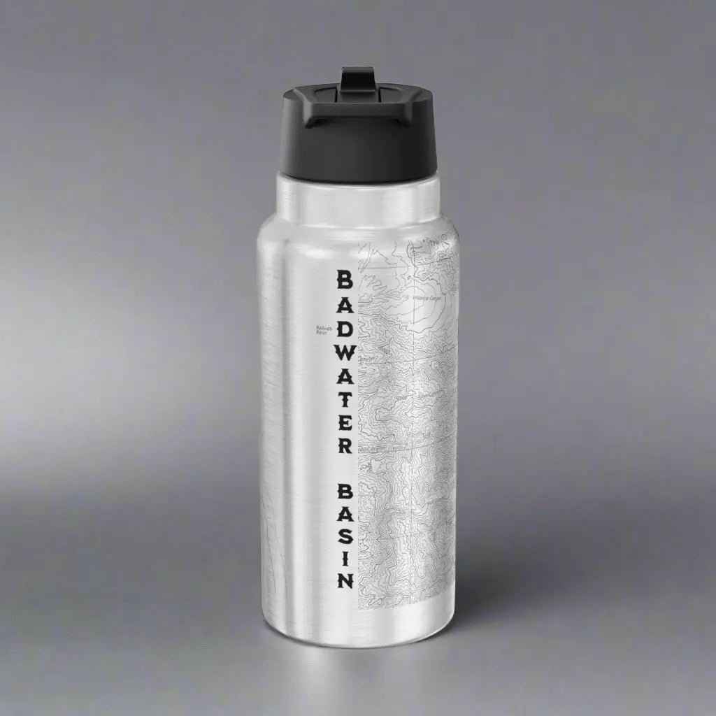 Death Valley Badwater Basin National Park Topographic Insulated Water Bottle Tumbler