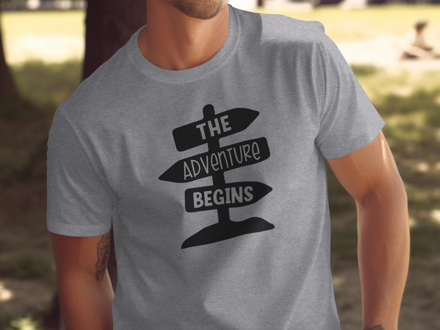 The Adventure Begins Arrow Signpost Graphic T-Shirt