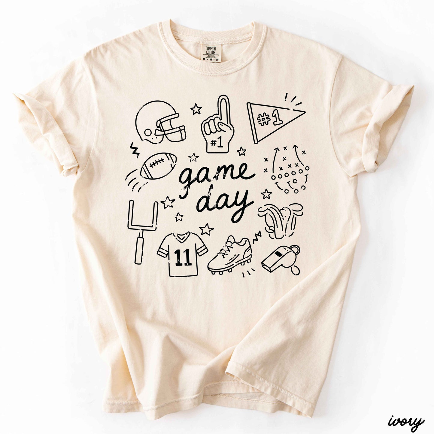 Football Game Day Doodle Tee *16 Colors (S-3X)