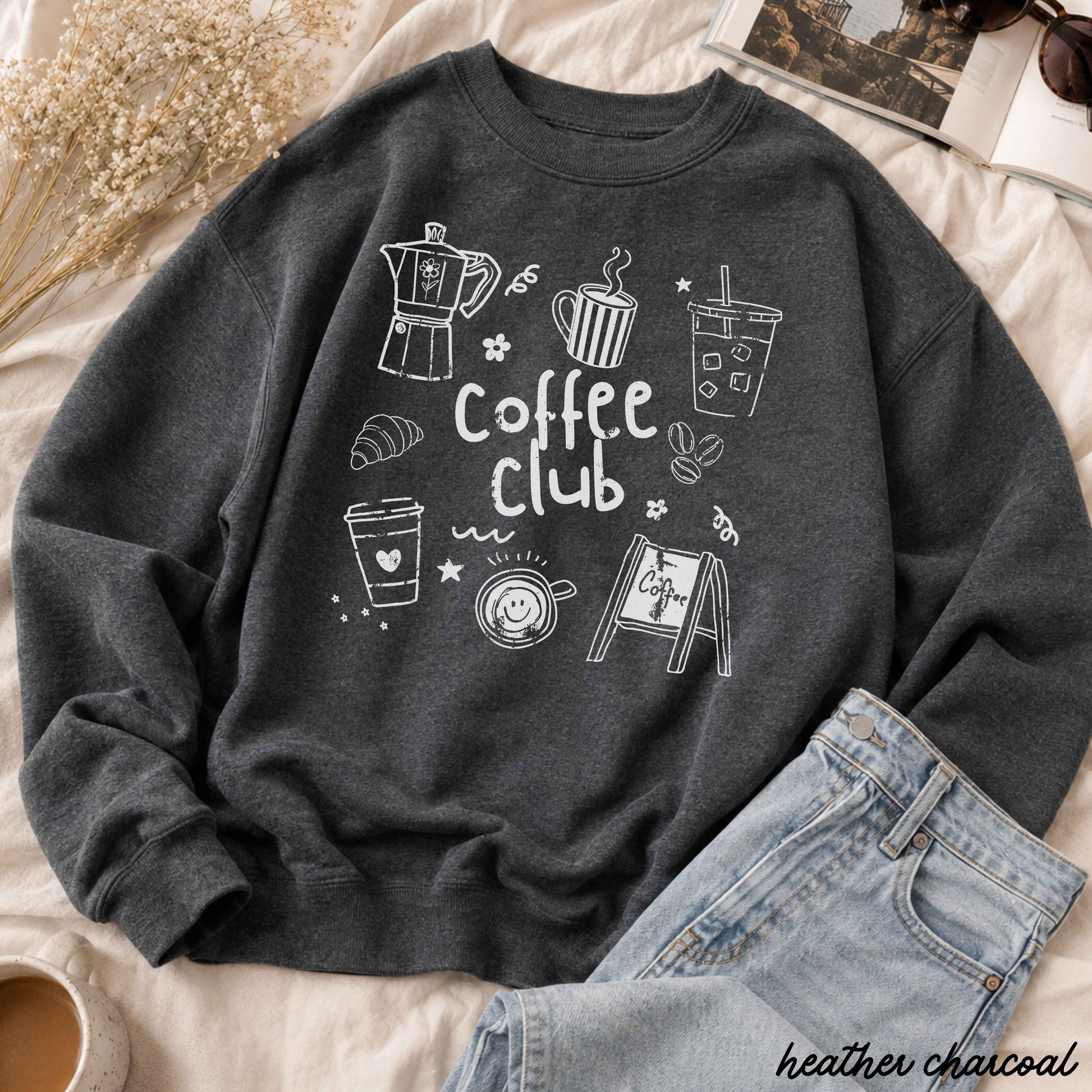 Coffee Club Doodle Sweatshirt *10 Colors (S-3X)
