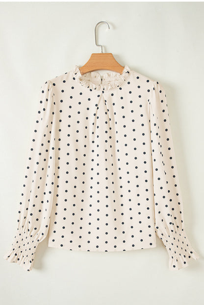 Catalina Polka Dot Lantern Sleeve Blouse