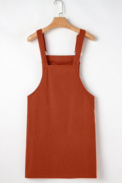 Front Pockets Corduroy Overall Dress