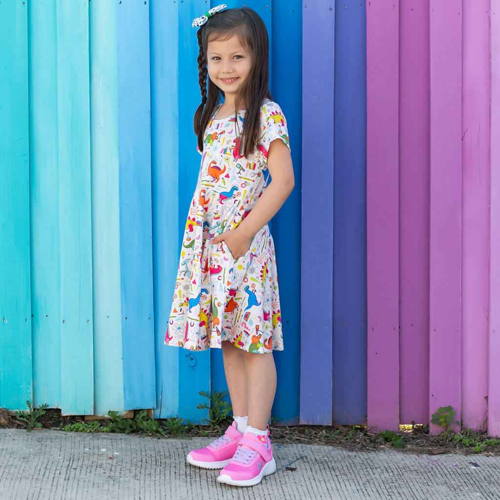 "Hypothesaurus Rex" Dinosaur Scientists Super Twirler Dress with Pockets