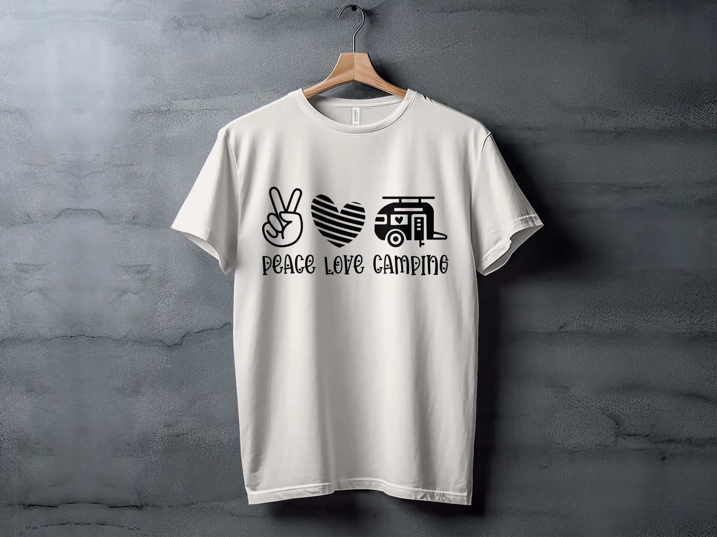 Peace Love Camping Symbol Design Graphic Novelty T-Shirt