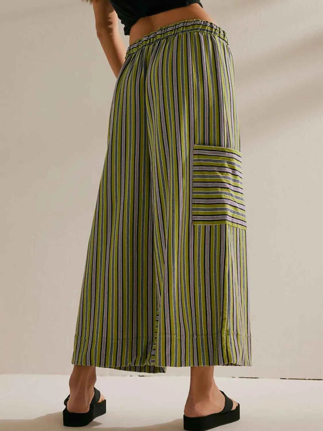 Contrast Striped Wide leg Pants