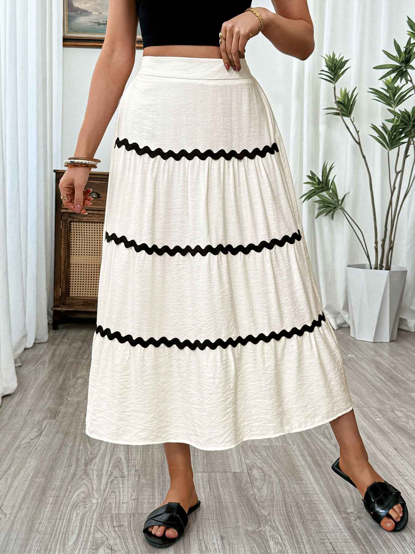 Tiered Flowy Midi Skirt