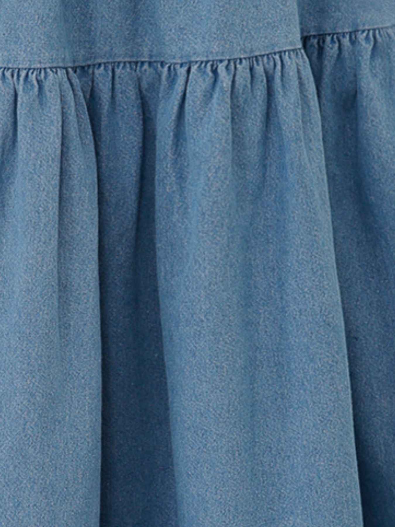 Tiered Denim Midi Skirt