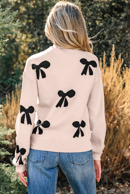 Eleanor Bow Pattern Loose Sweater