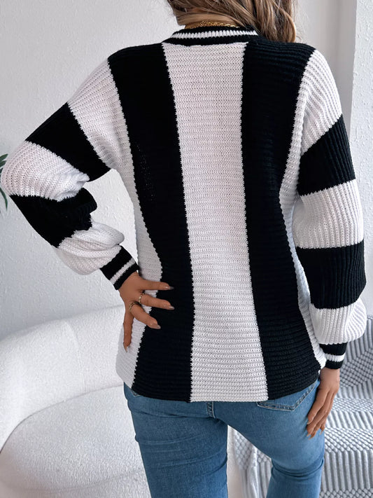 Round Neck Color Block Sweater