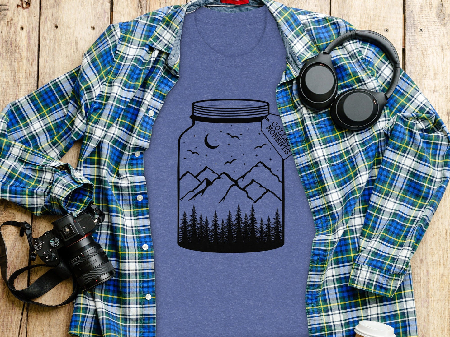 Collect Moments Jar with Mountains Scene Design T-Shirt