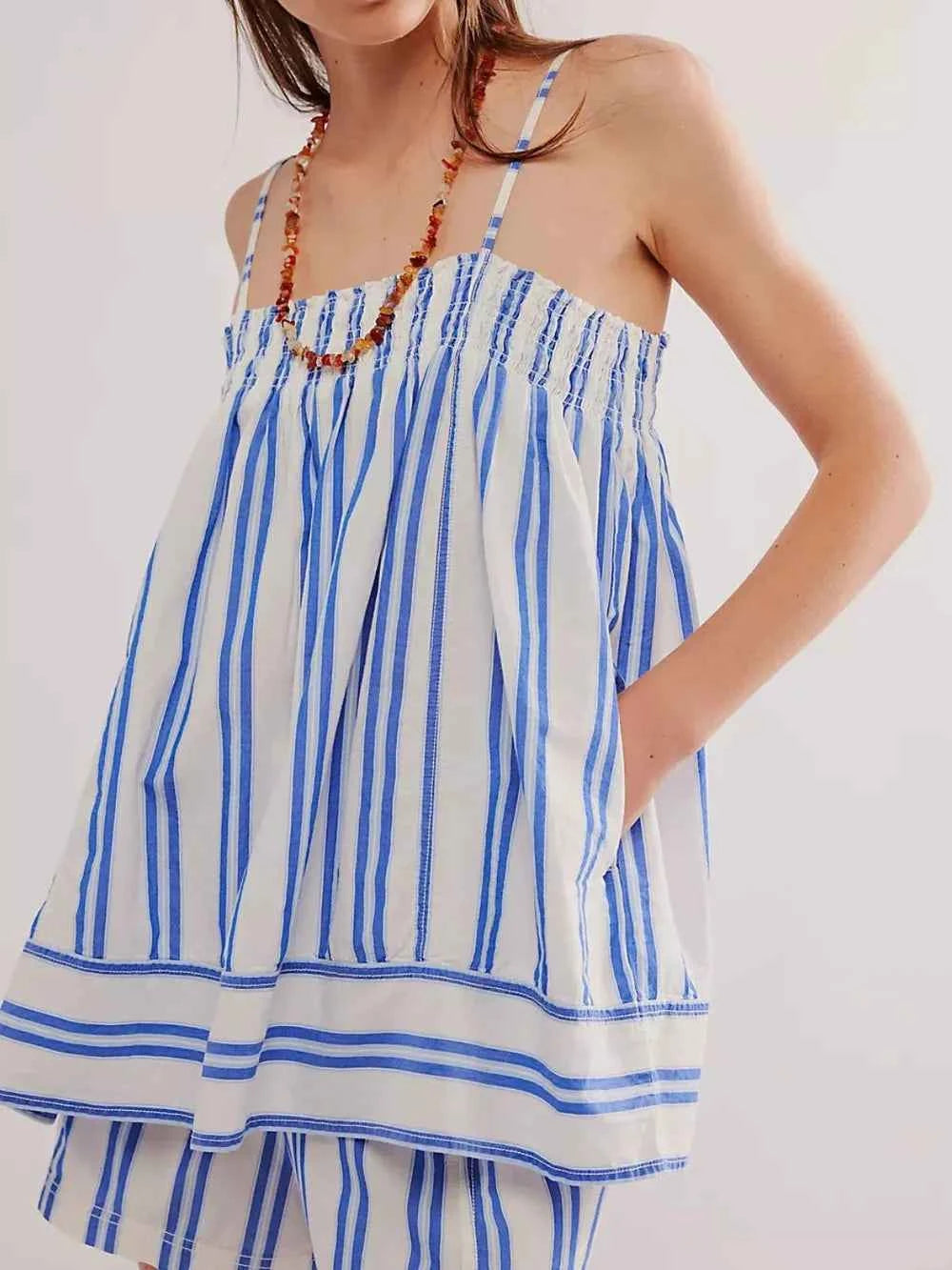 Smocked Square Neck Cami and Shorts Set