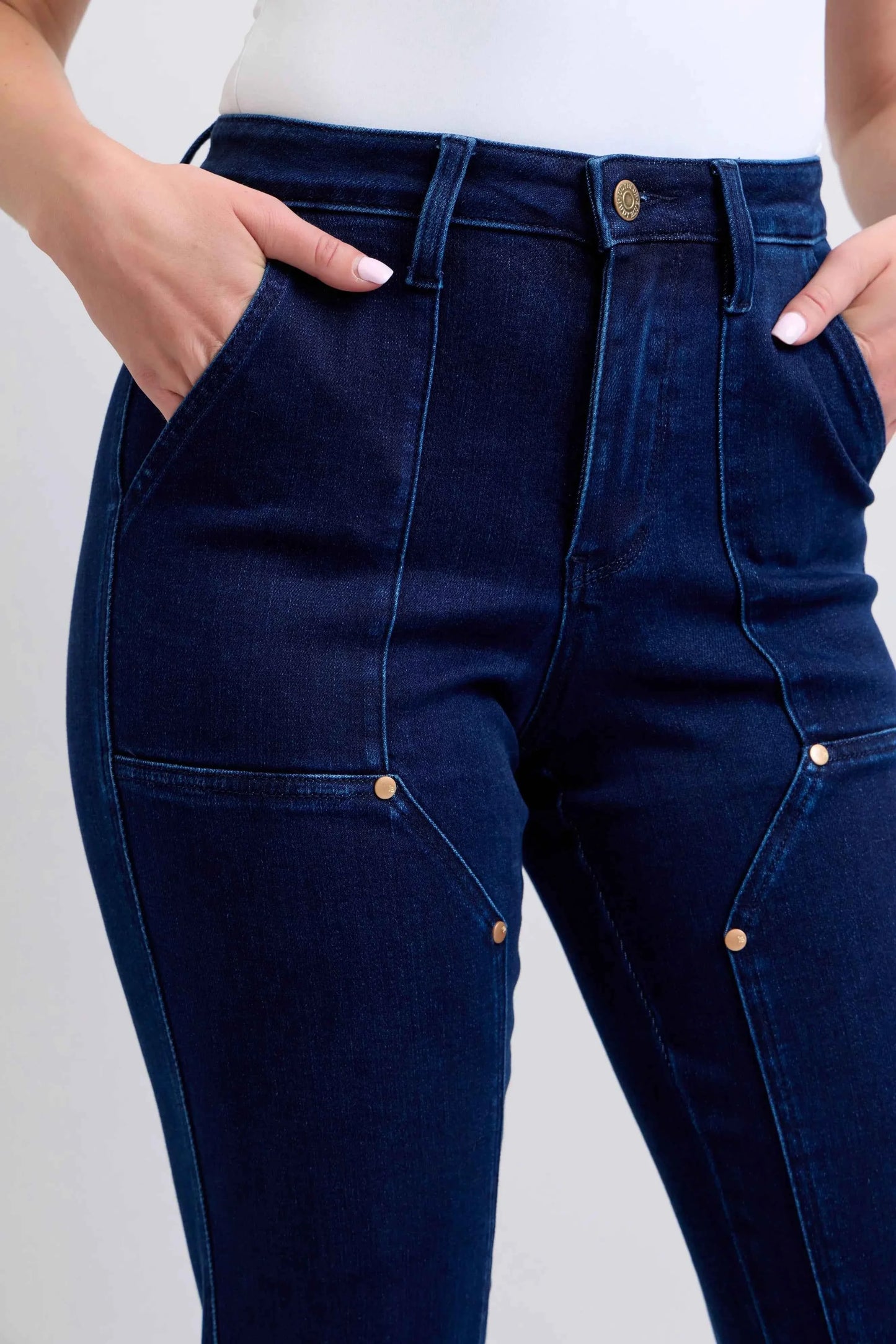 Judy Blue High Rise Straight Leg Jeans–Star Studded Plus Sizes