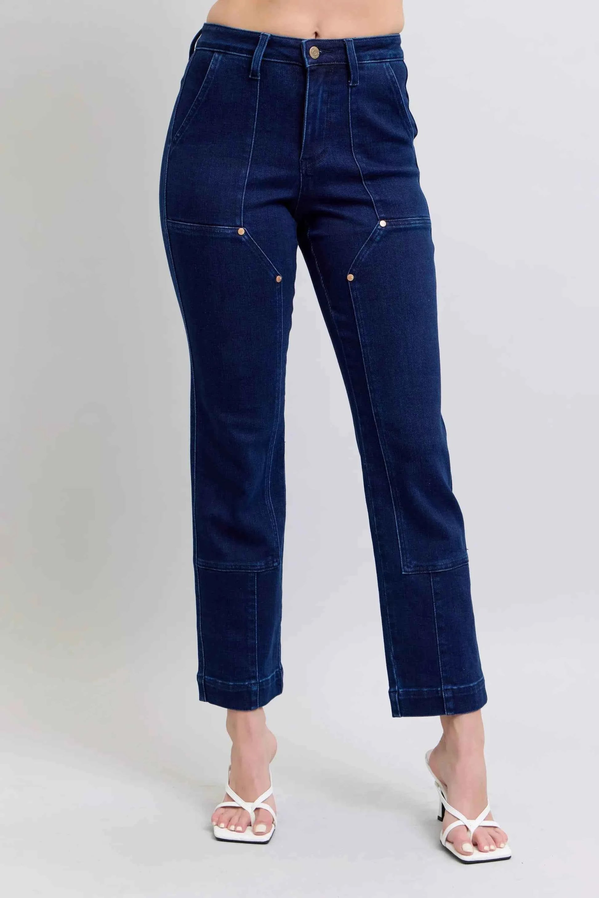 Judy Blue High Rise Straight Leg Jeans–Star Studded Plus Sizes
