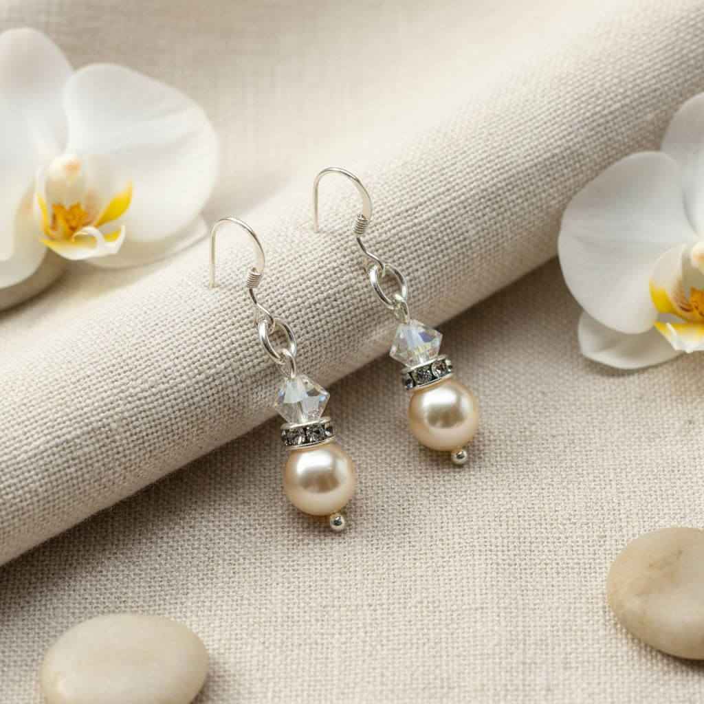 Various Color Swarovski Crystal Pearl Stack Earrings