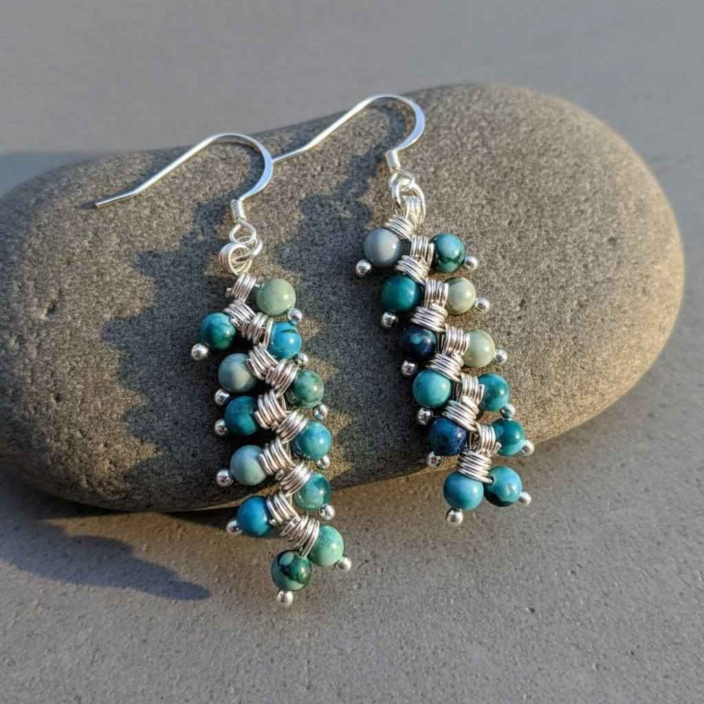 Seen On Jane The Virgin Silver Turquoise Wire Coil Earrings