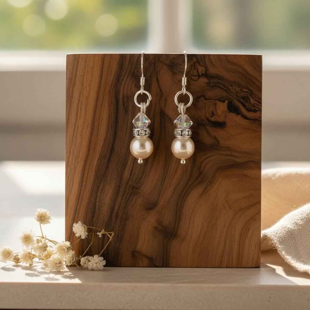 Various Color Swarovski Crystal Pearl Stack Earrings