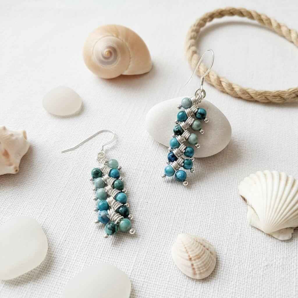 Seen On Jane The Virgin Silver Turquoise Wire Coil Earrings