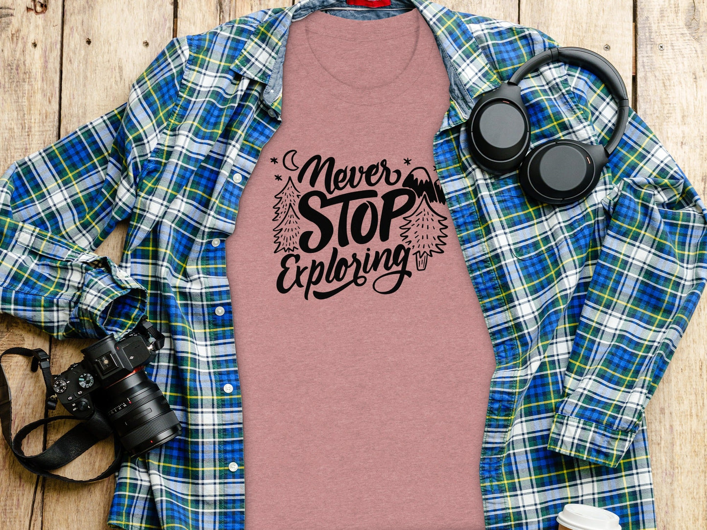 Never Stop Exploring Mountain Adventure Outdoors T-Shirt
