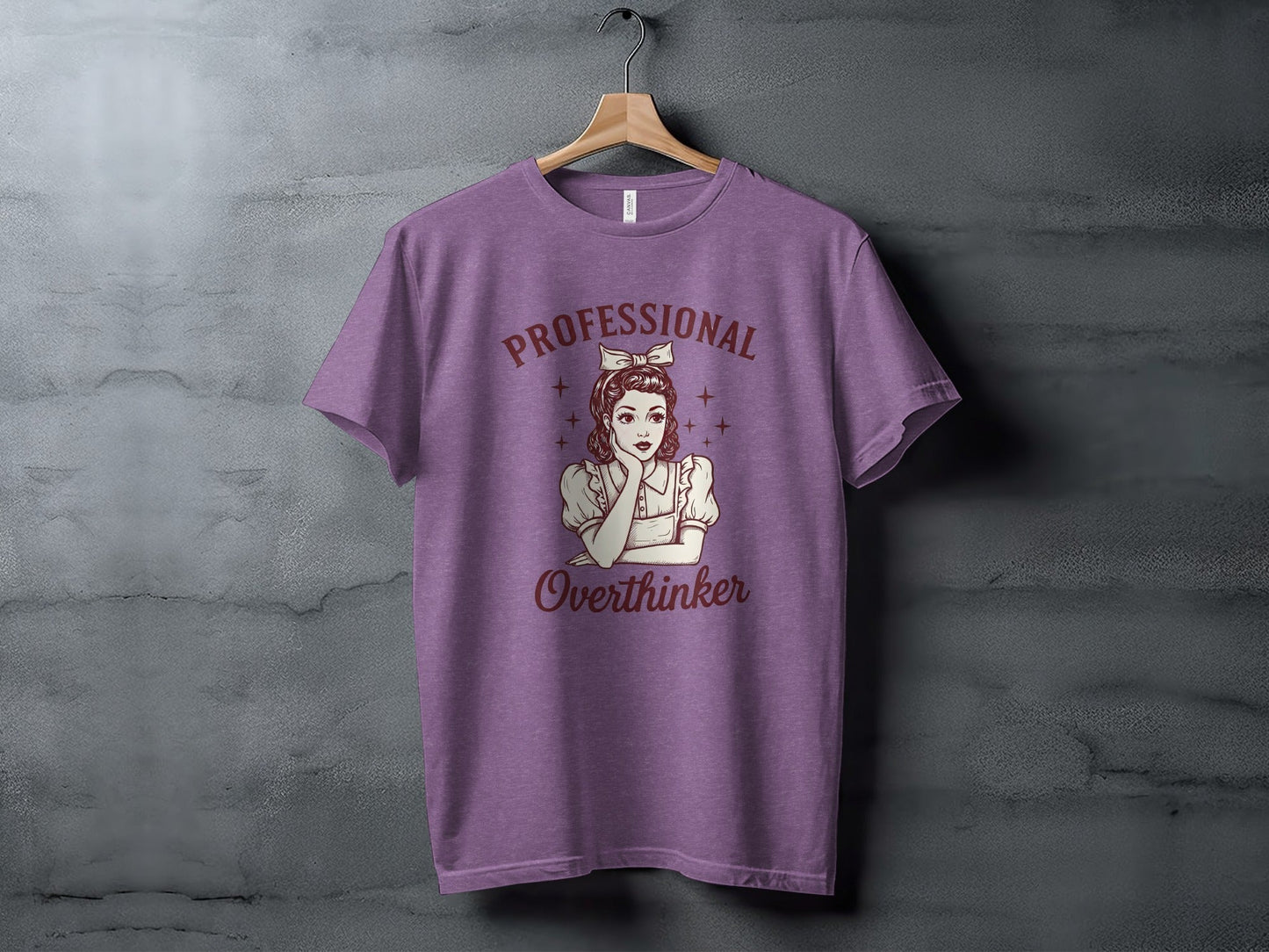 Professional Overthinker Cute Retro Girl Illustration T-Shirt
