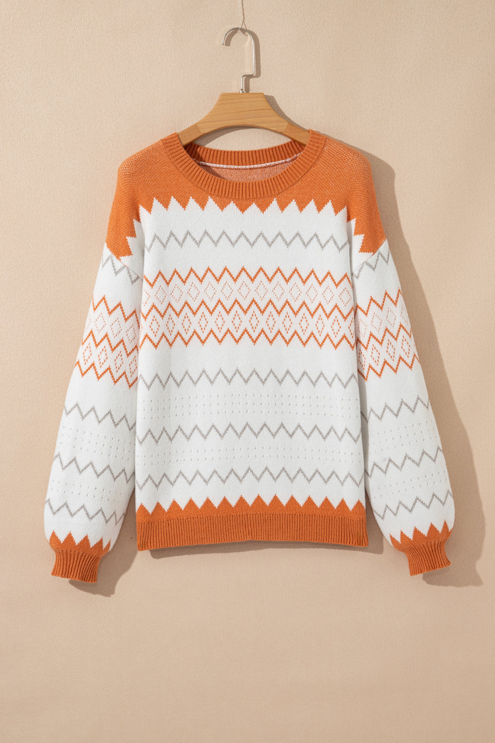Zigzag Knitted Pullover Sweater