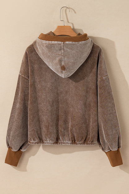 Abigail Kangaroo Drawstring Corduroy Hoodie