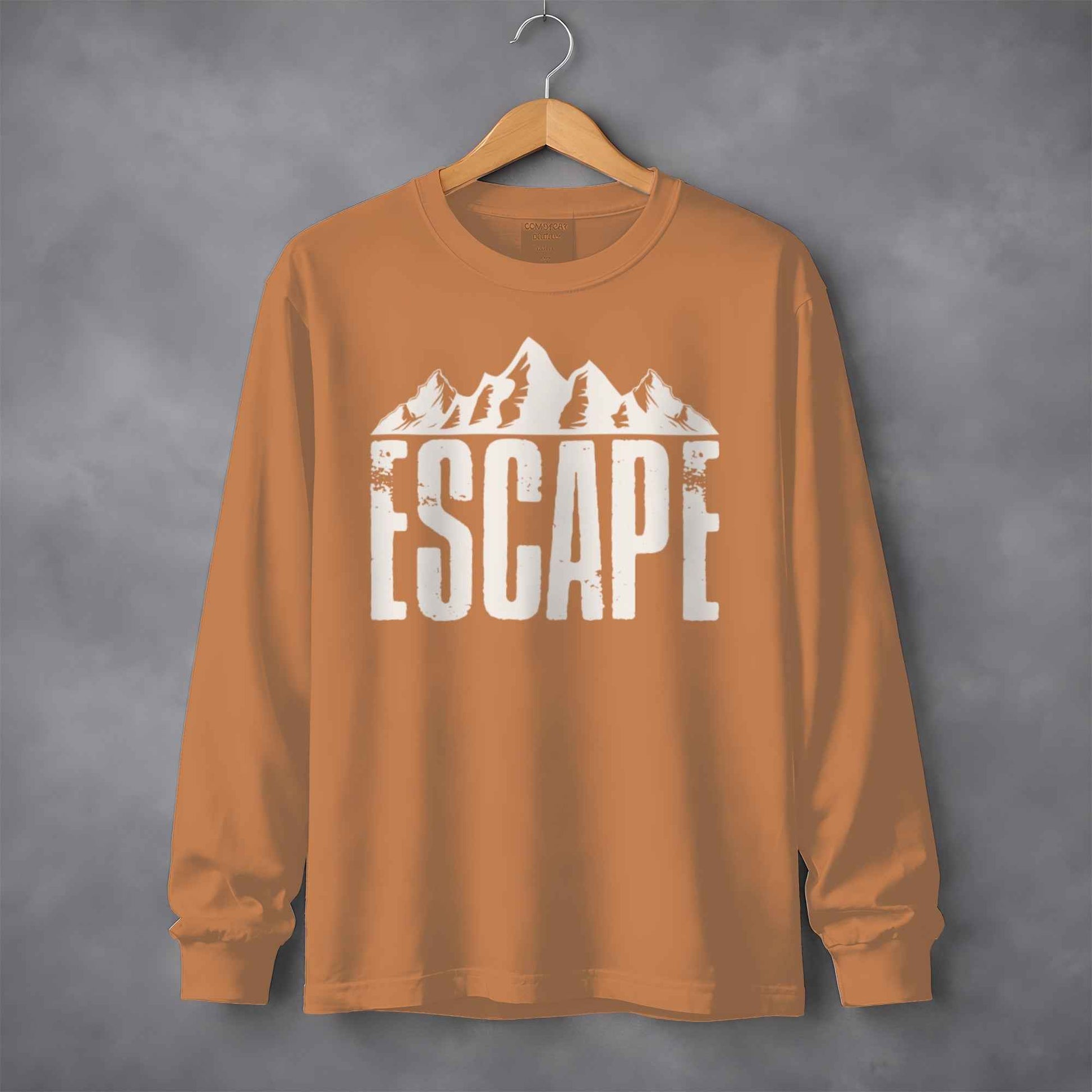 Escape to Nature with Mountain Graphic Art Long Sleeve T-Shirt
