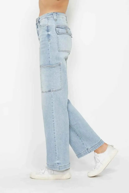 High Waist Straight Cargo Jeans