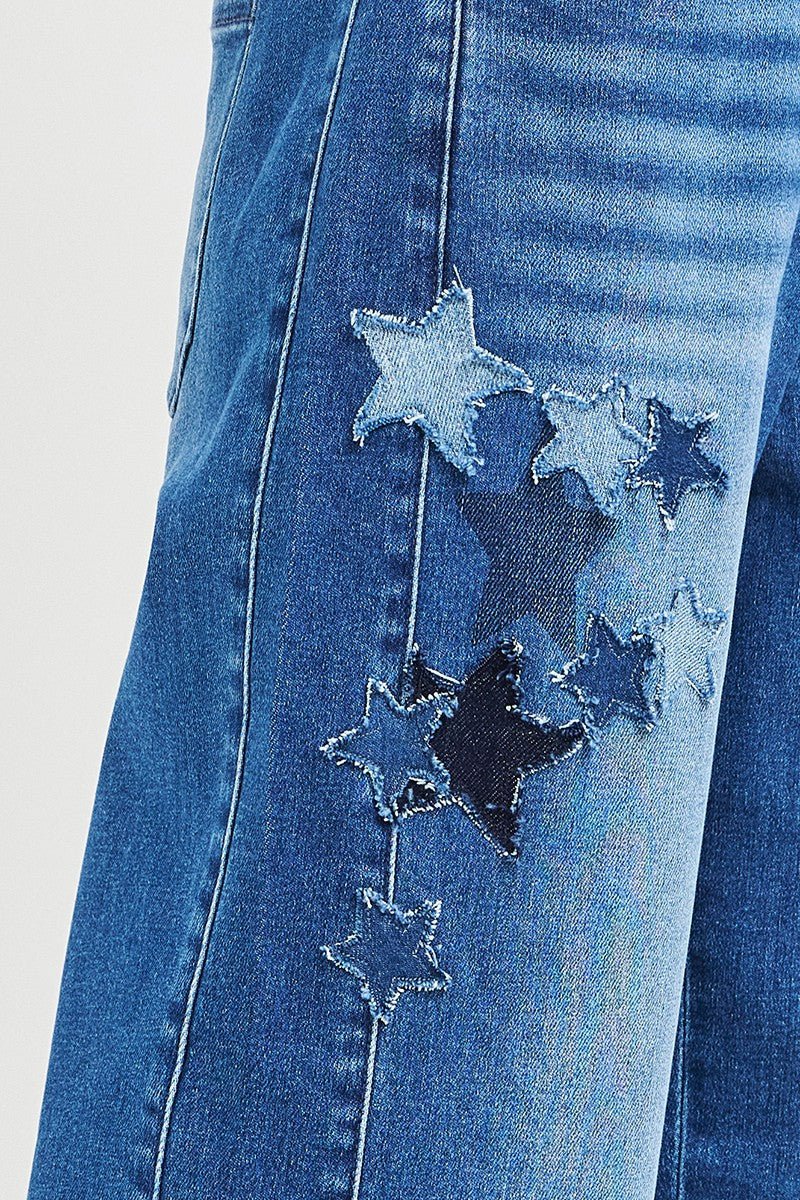 Elastic Band Slouchy Cropped Barrel with Star Patch by Risen