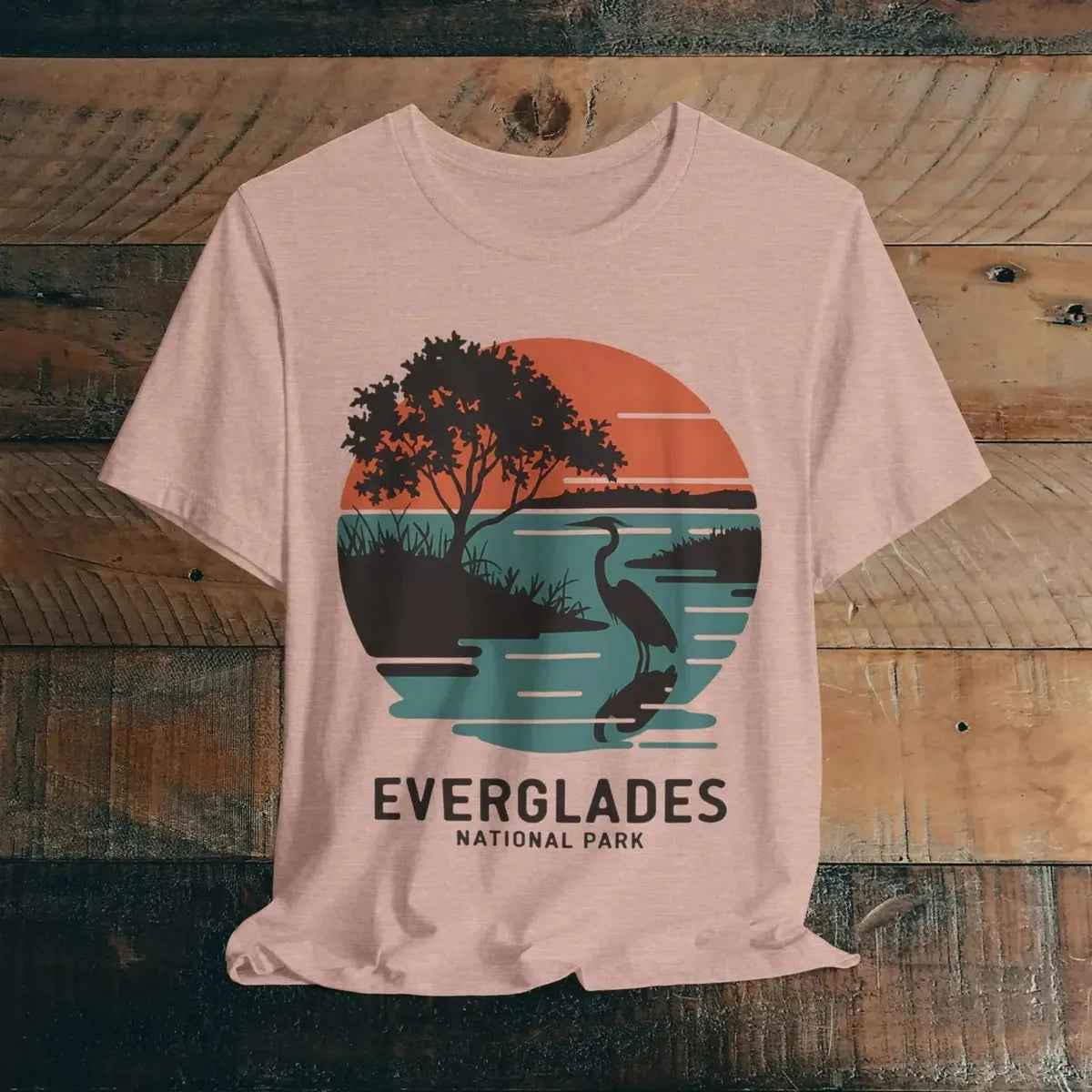 Everglades National Park T-Shirt Logo Retro Sunset