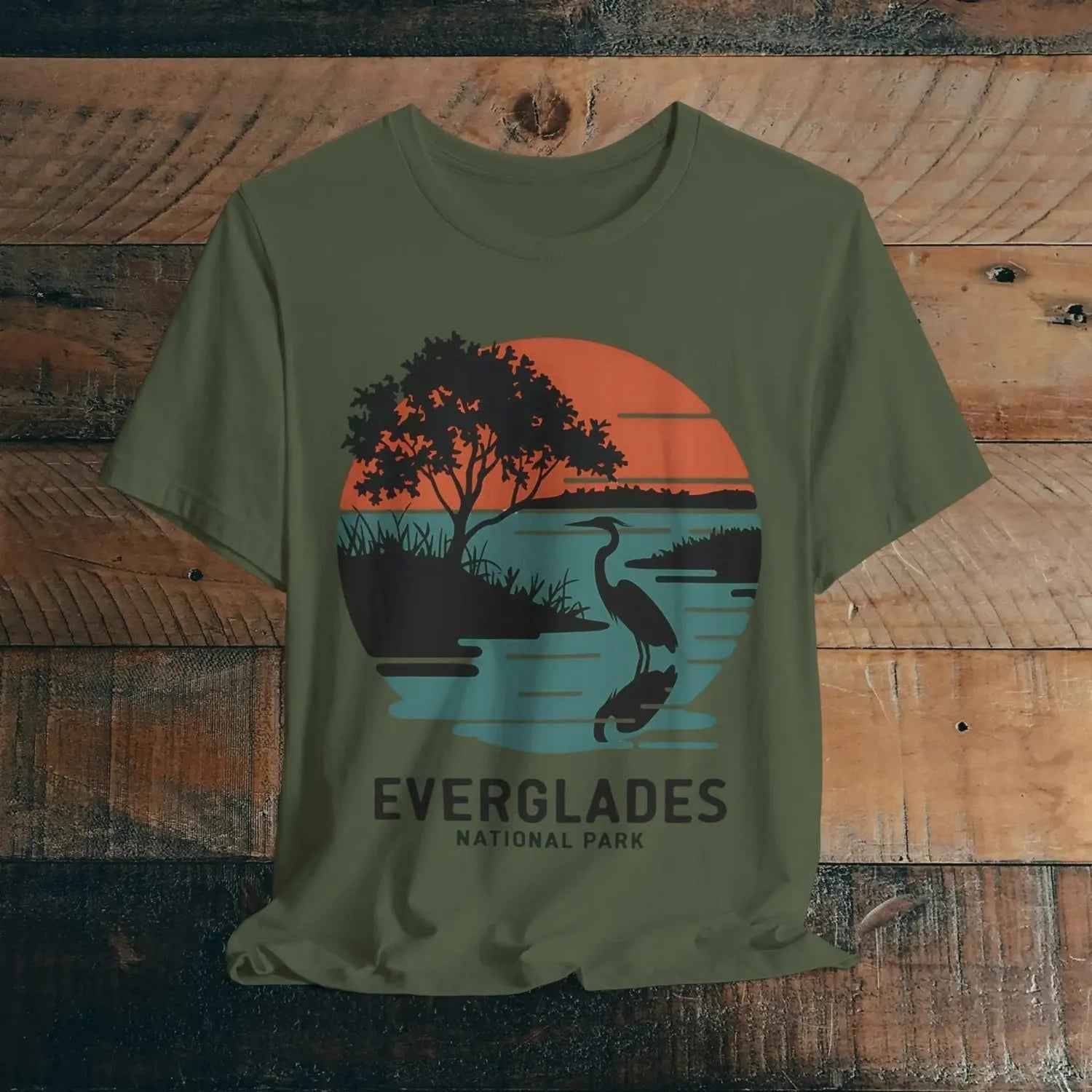 Everglades National Park T-Shirt Logo Retro Sunset