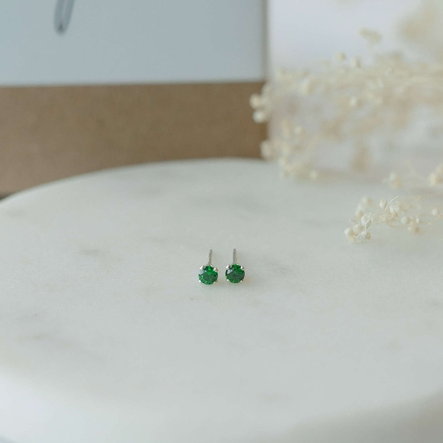 Emerald Crystal Stud Earrings