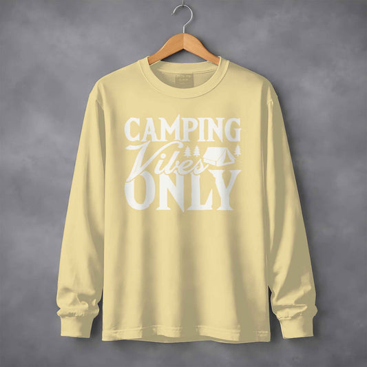 Camping Vibes Only With Tent Graphic Summer Fun Long Sleeve T-Shirt