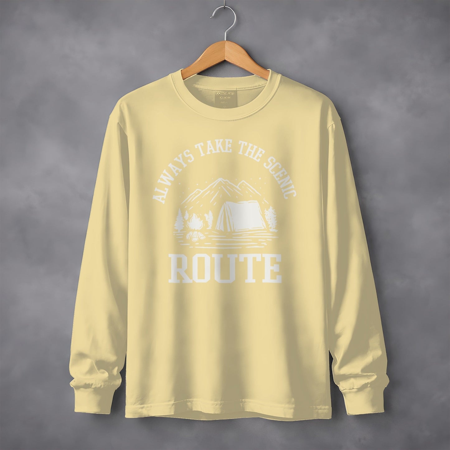 Always Take The Scenic Route Camping Adventure Long Sleeve T-Shirt