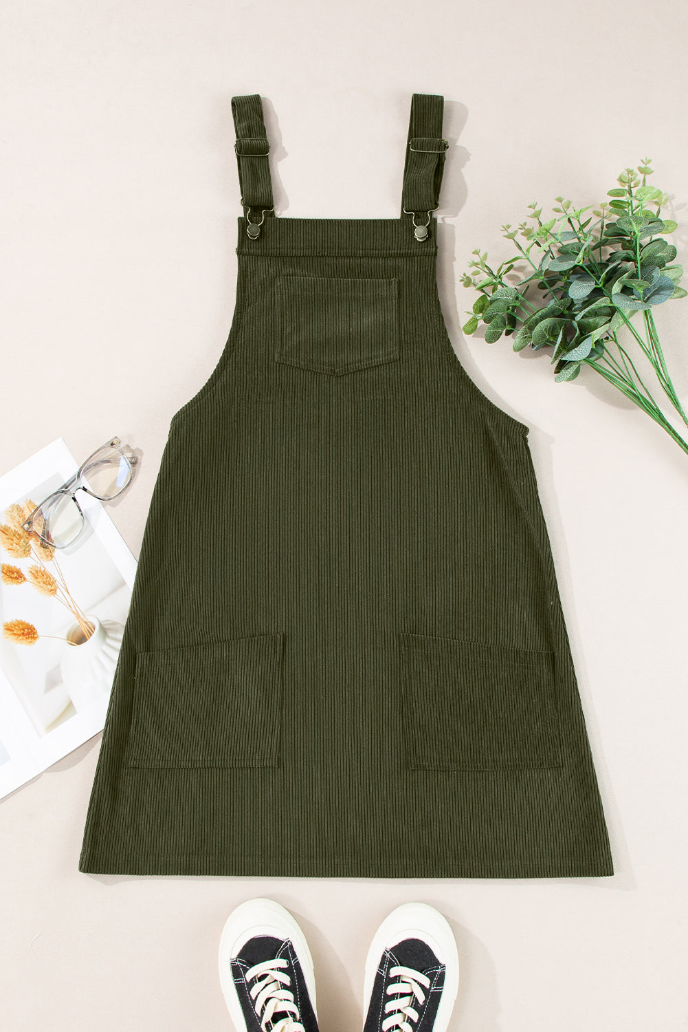 Alexis Front Pockets Corduroy Overall Dress.