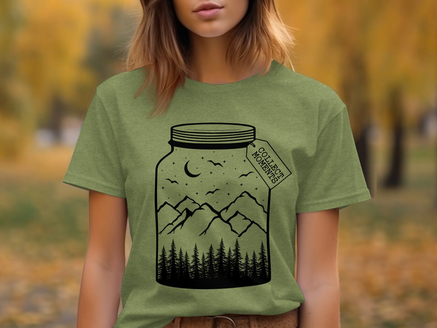 Collect Moments Jar with Mountains Scene Design T-Shirt