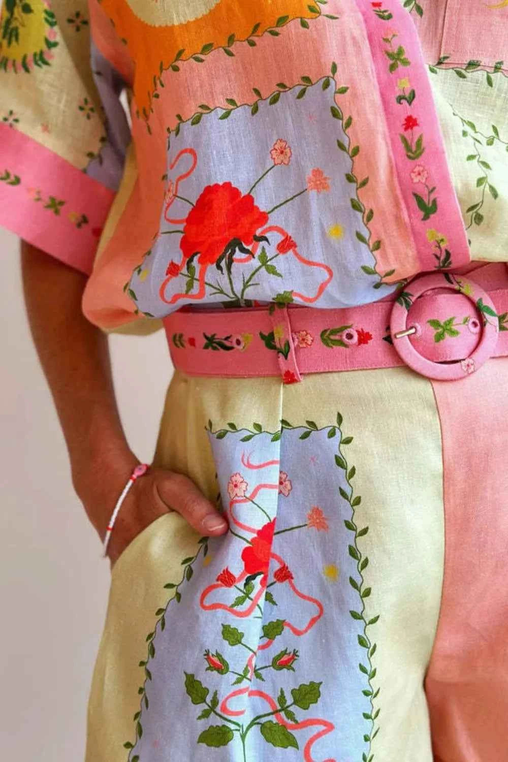 Printed Short Sleeve Shirt and Shorts Set