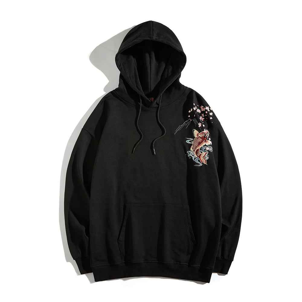 KH9197 Red Koi Embroidery Hoodie
